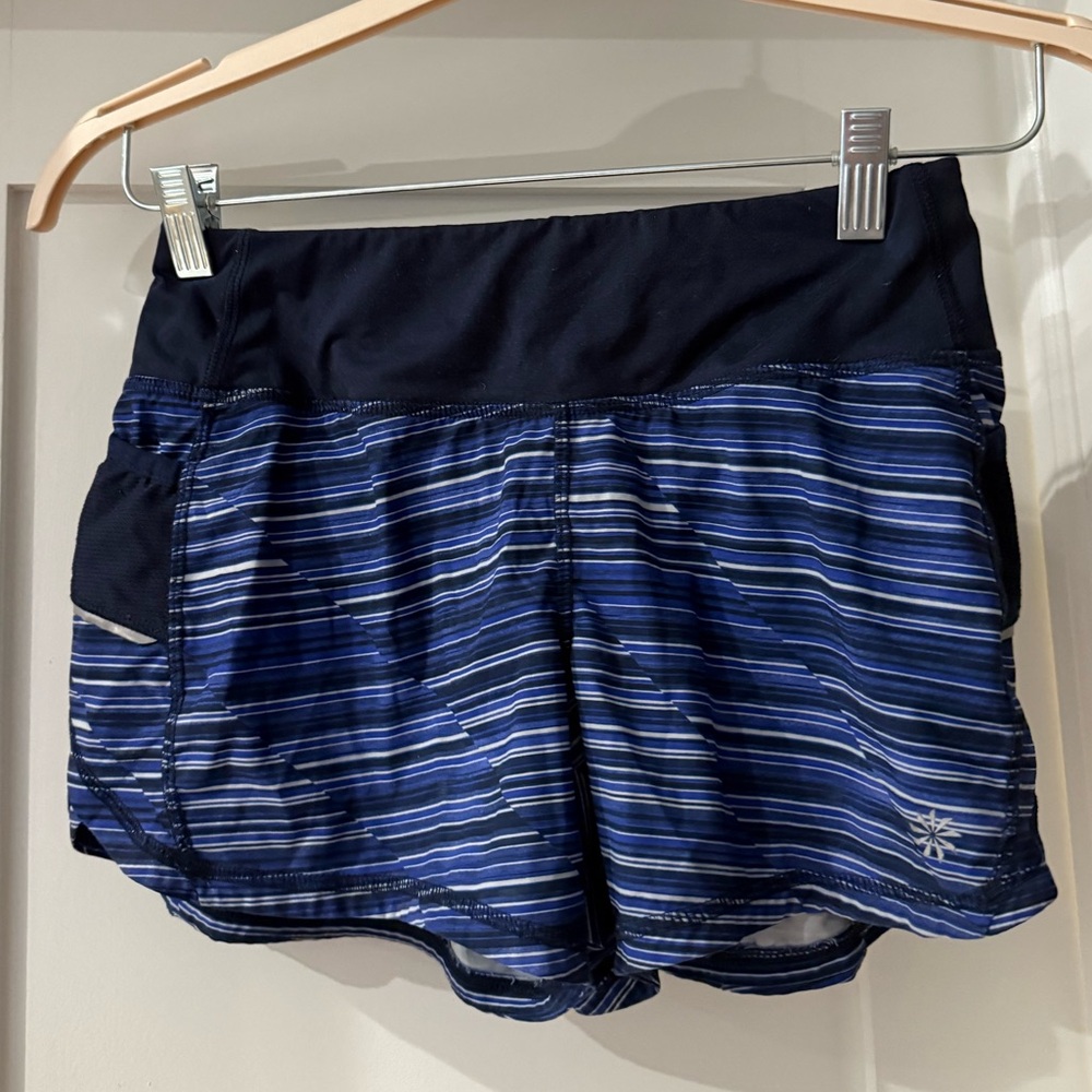 Athleta Women's Striped Blue Workout Shorts